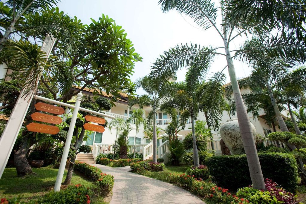 Tropical garden at Thai Garden Resort with a Two-Bedroom Suite in the background