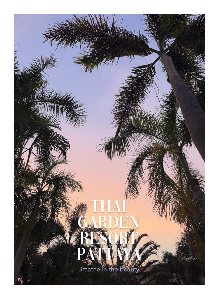 Evening garden with softly lit palm trees at Thai Garden Resort Pattaya