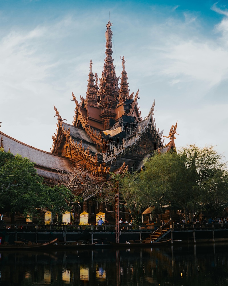 Intricately carved wooden Sanctuary of Truth in Pattaya
